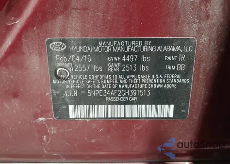 2016 Hyundai Sonata Sport z USA, uszkodzony, nr VIN 5NPE34AF2GH391513